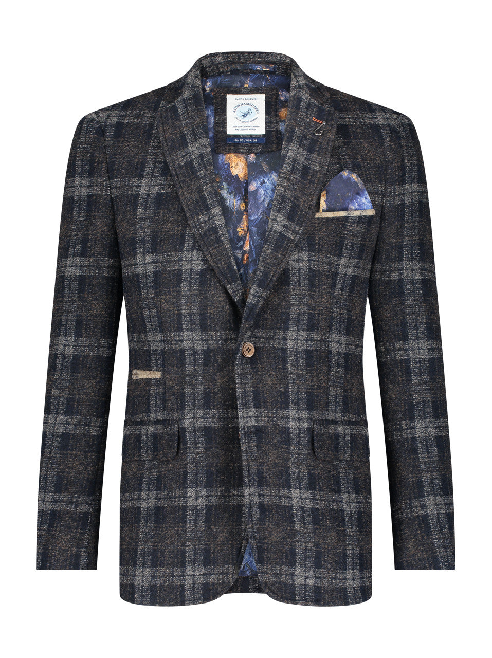 A Fish Named Fred Wool check Blazer - Navy Grey