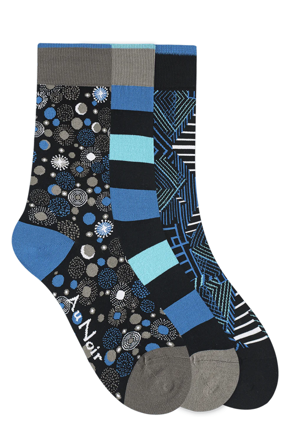 Au Noir Spandex Men’s Socks - Black Turquoise (3 Pack