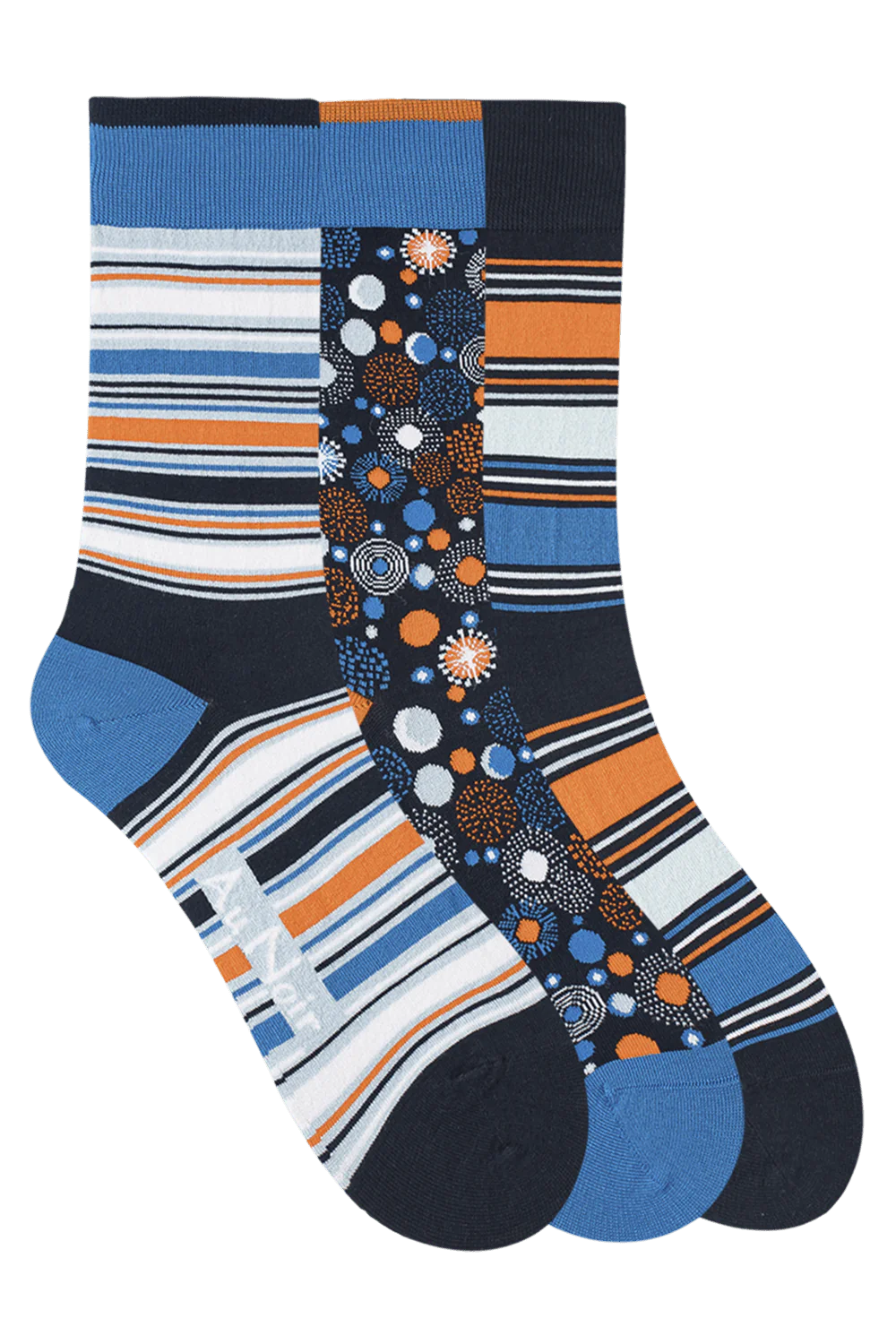 Au Noir Spandex Men’s Socks - Navy Orange (3 Pack)