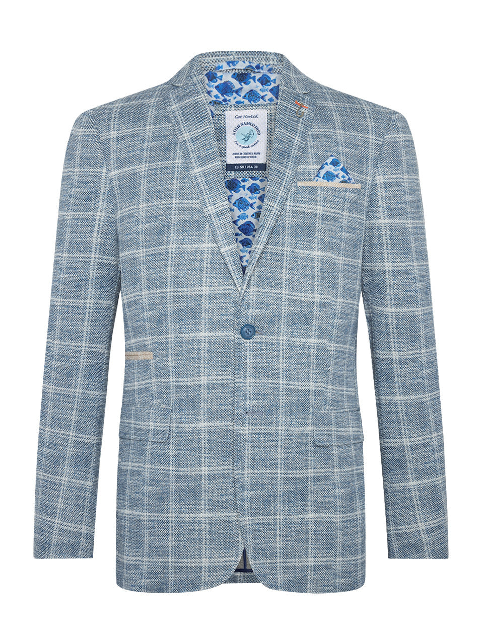 A Fish Named Fred Blazer Travel Check - Cobalt