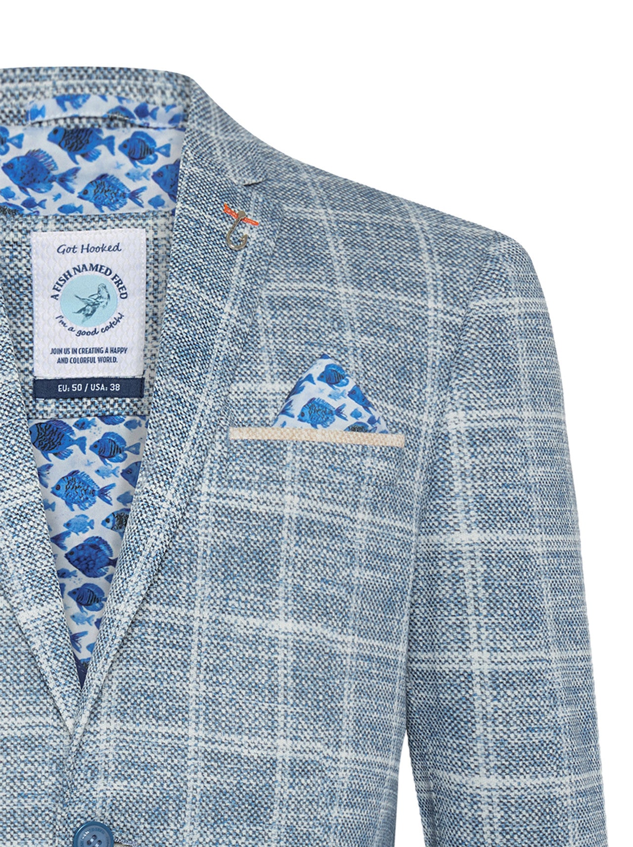A Fish Named Fred Blazer Travel Check - Cobalt