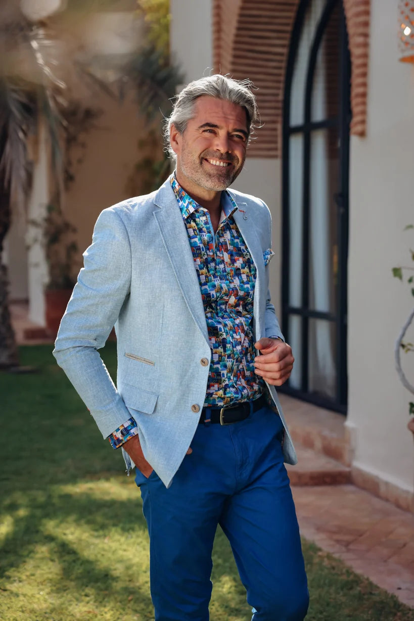 A Fish Named Fred Small Check Blazer - Light Blue