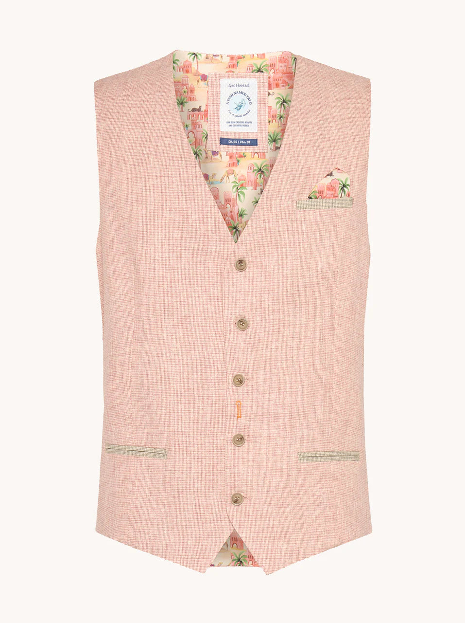 A Fish Named Fred Waistcoat Sml Check - Rose Pink