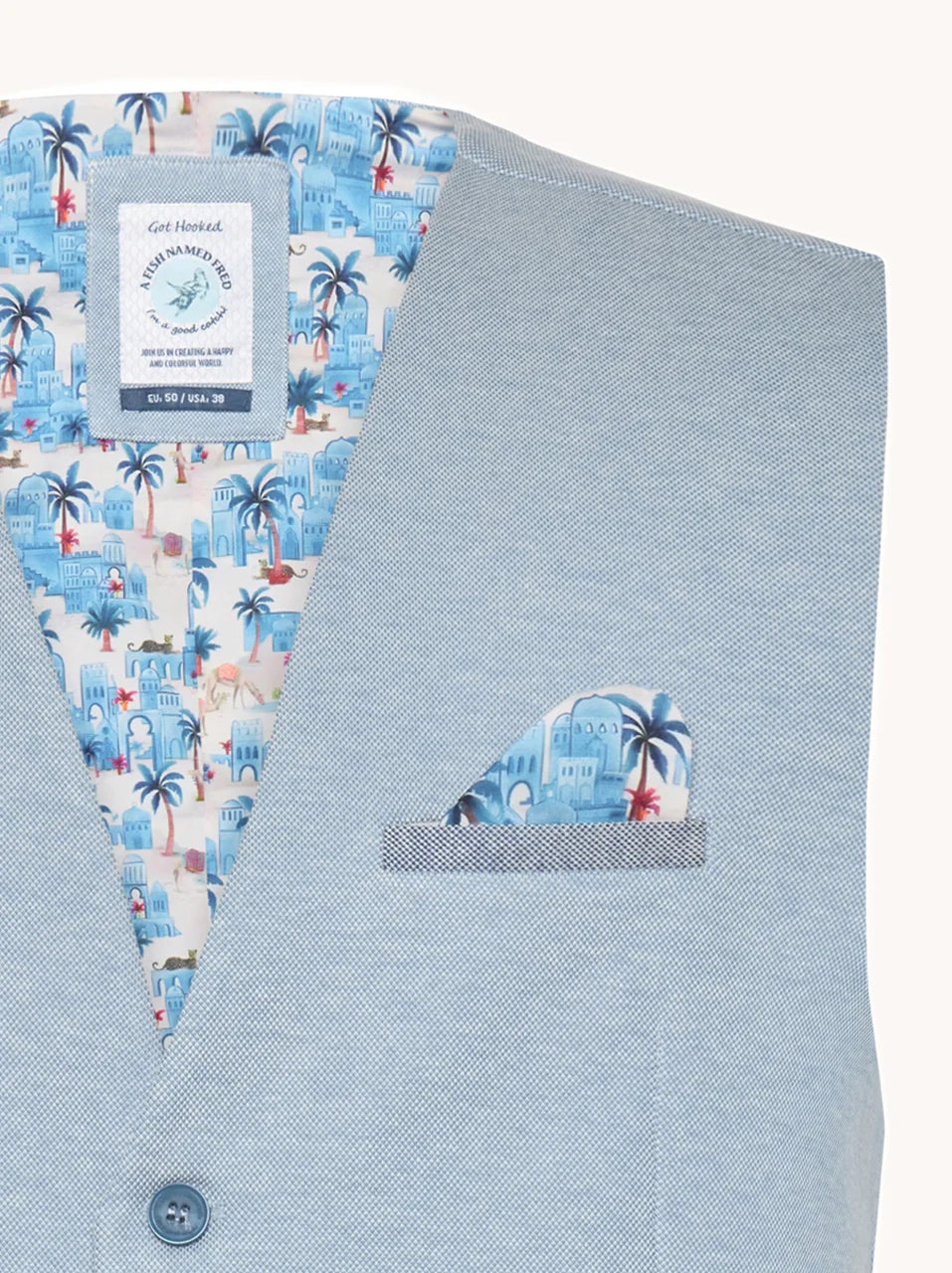 A Fish Named Fred Waistcoat Pique - Lt. blue