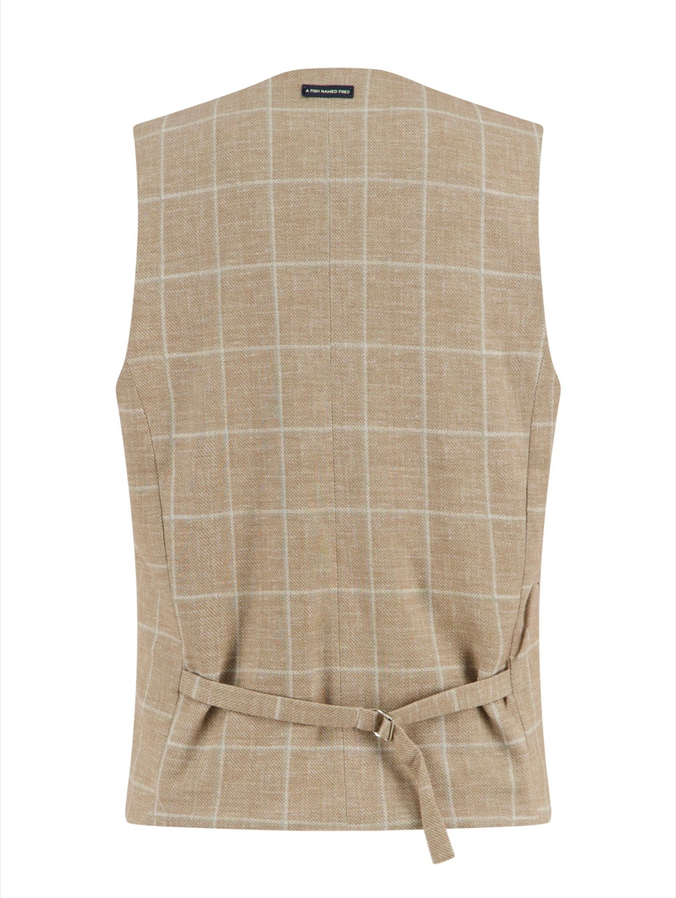 A Fish Named Fred Waistcoat Travel Check - Sand