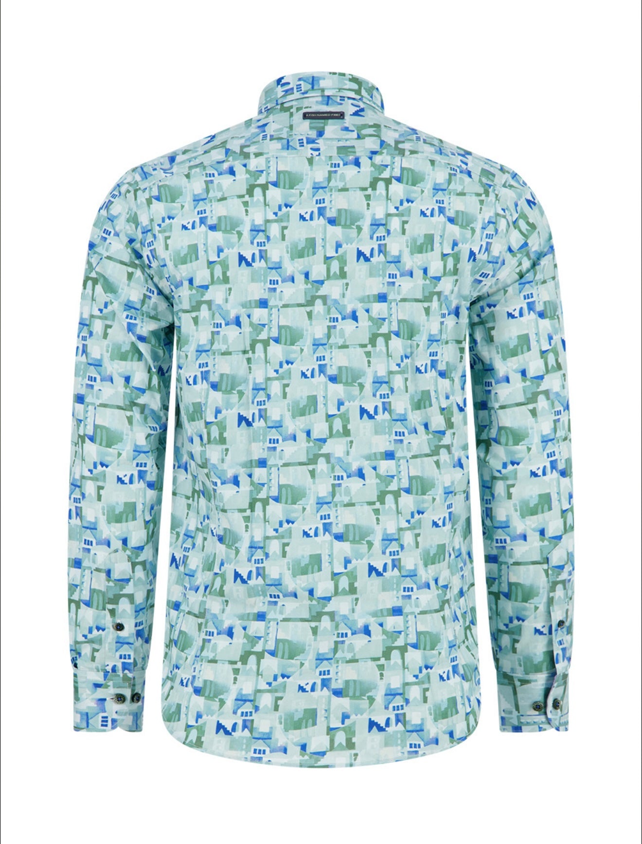 A Fish Named Fred Shirt LS Abstract City - Olive Green