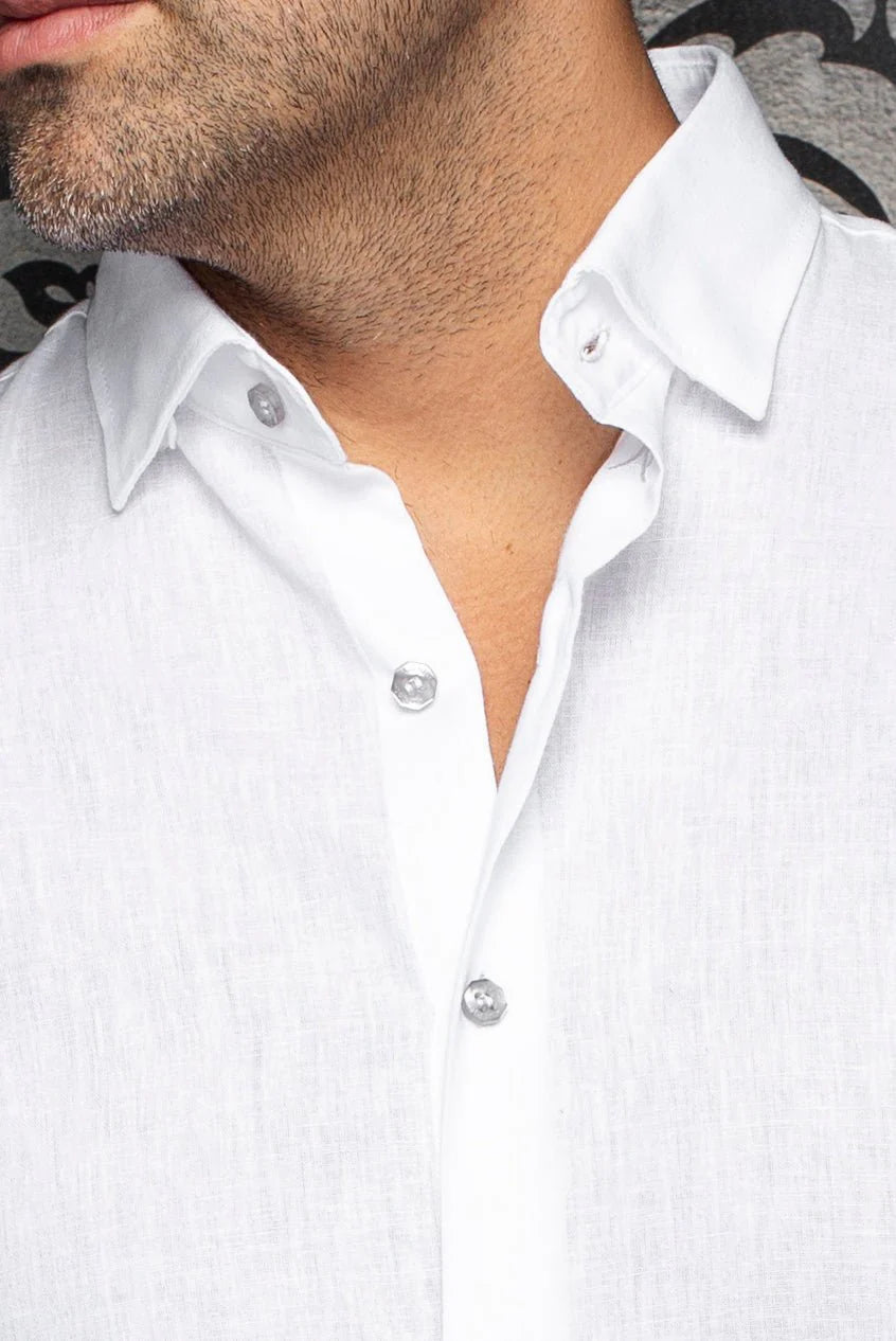 Au Noir LS Linen Humphrey - White