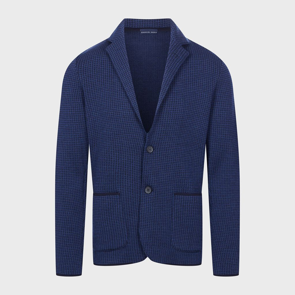 Emanuel Berg Premium Houndstooth Swacket - Navy