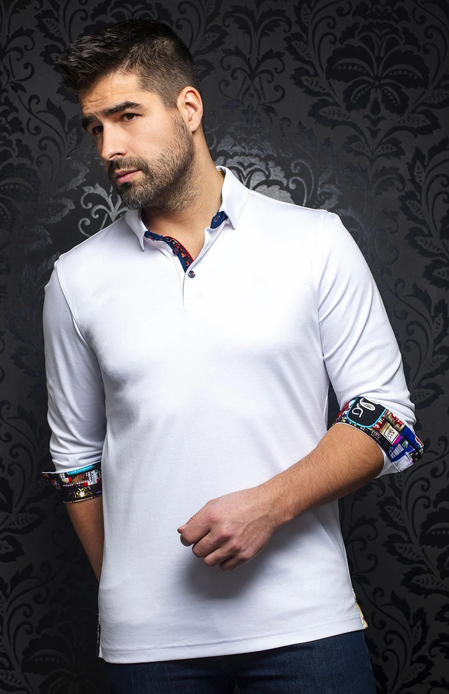 Au Noir Polo LS Falcon - White