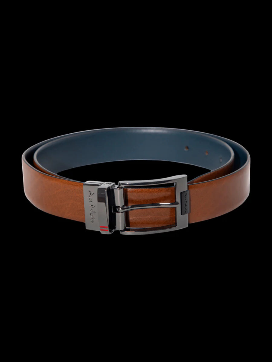 Au Noir Belt Desoto Gunmetal - Tan Navy