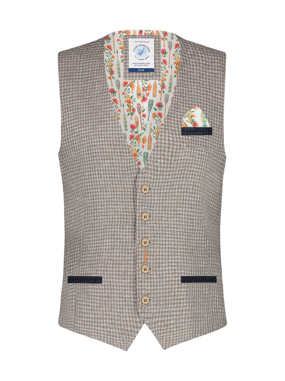 A Fish Named Fred Waistcoat Small Check - Grey