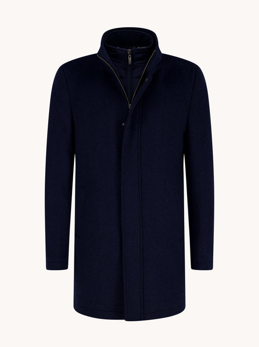 A Fish Named Fred Funnel Neck Coat - Navy