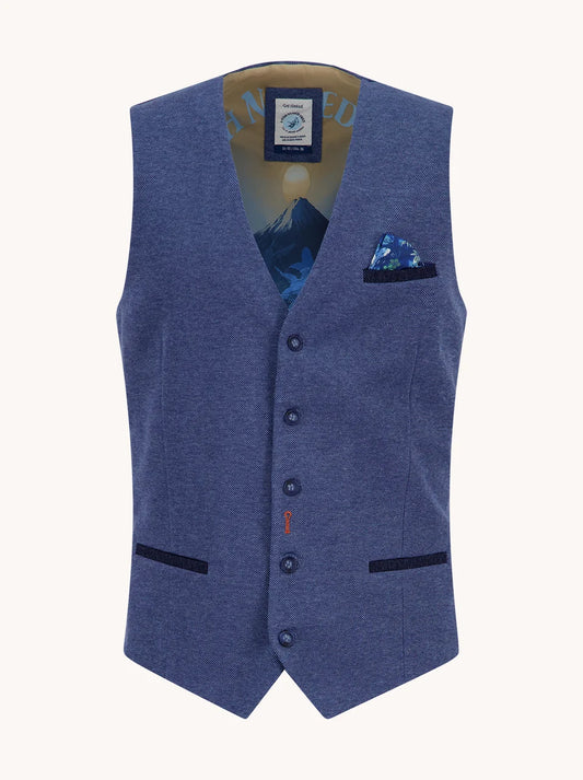 A Fish Named Fred Waistcoat Pique - Cobalt