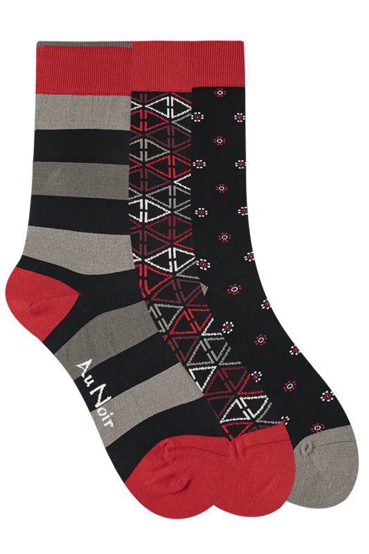 Au Noir Spandex Men’s Socks - Black Red (3 Pack)