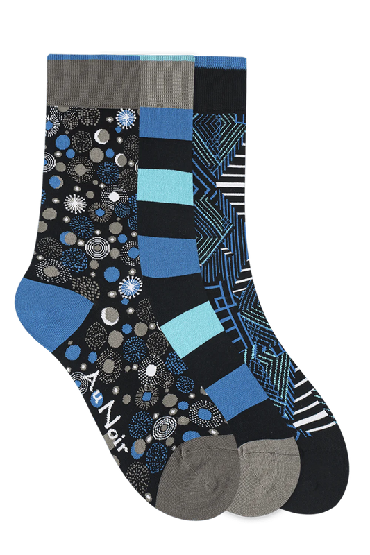 Au Noir Spandex Men’s Socks - Black Turquoise (3 Pack)