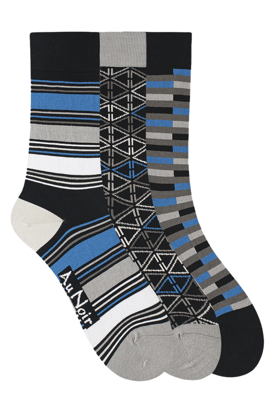 Au Noir Spandex Men’s Socks - Black Royal (3 Pack)