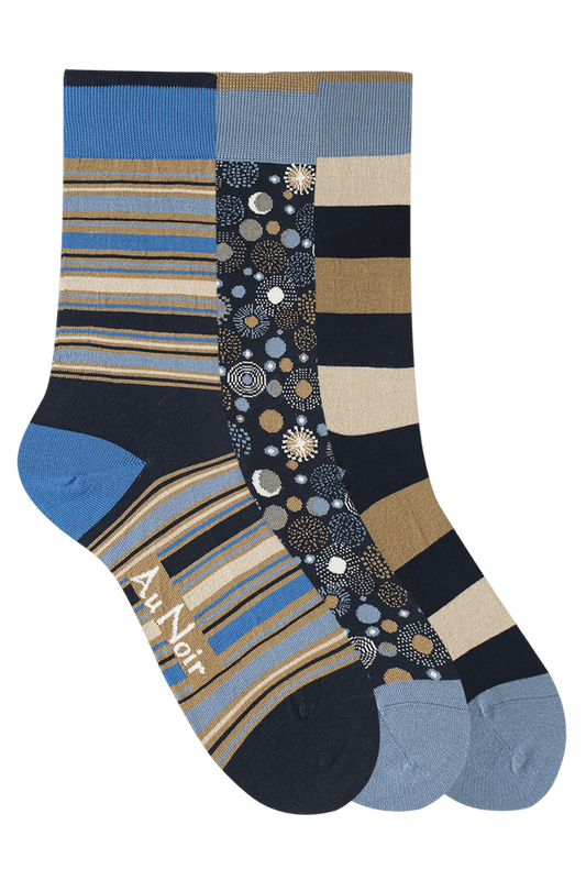 Au Noir Spandex Men’s Socks - Navy Tobacco (3 Pack)