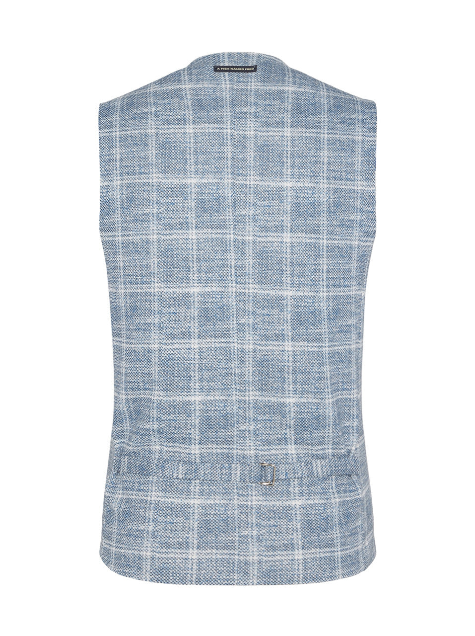 A Fish Named Fred Waistcoat Travel Check - Cobalt