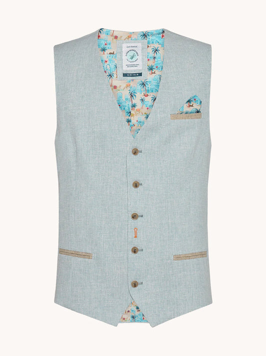 A Fish Named Fred waistcoat Sml Check - Lt. Blue