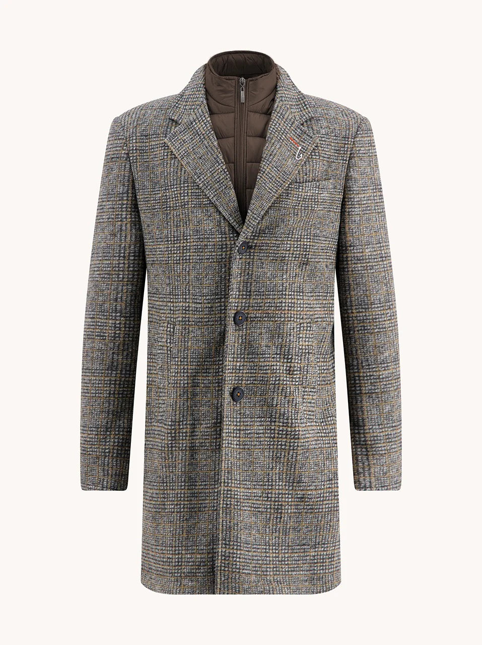 A Fish Named Fred Check Overcoat - Dark Grey