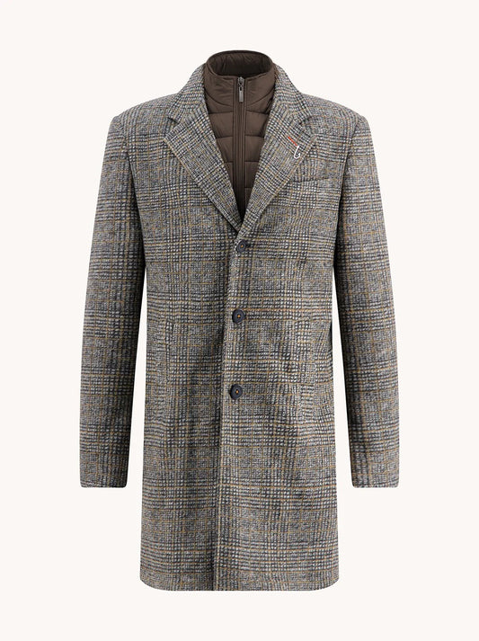 A Fish Named Fred Check Overcoat - Dark Grey