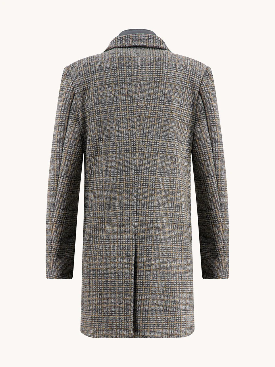 A Fish Named Fred Check Overcoat - Dark Grey