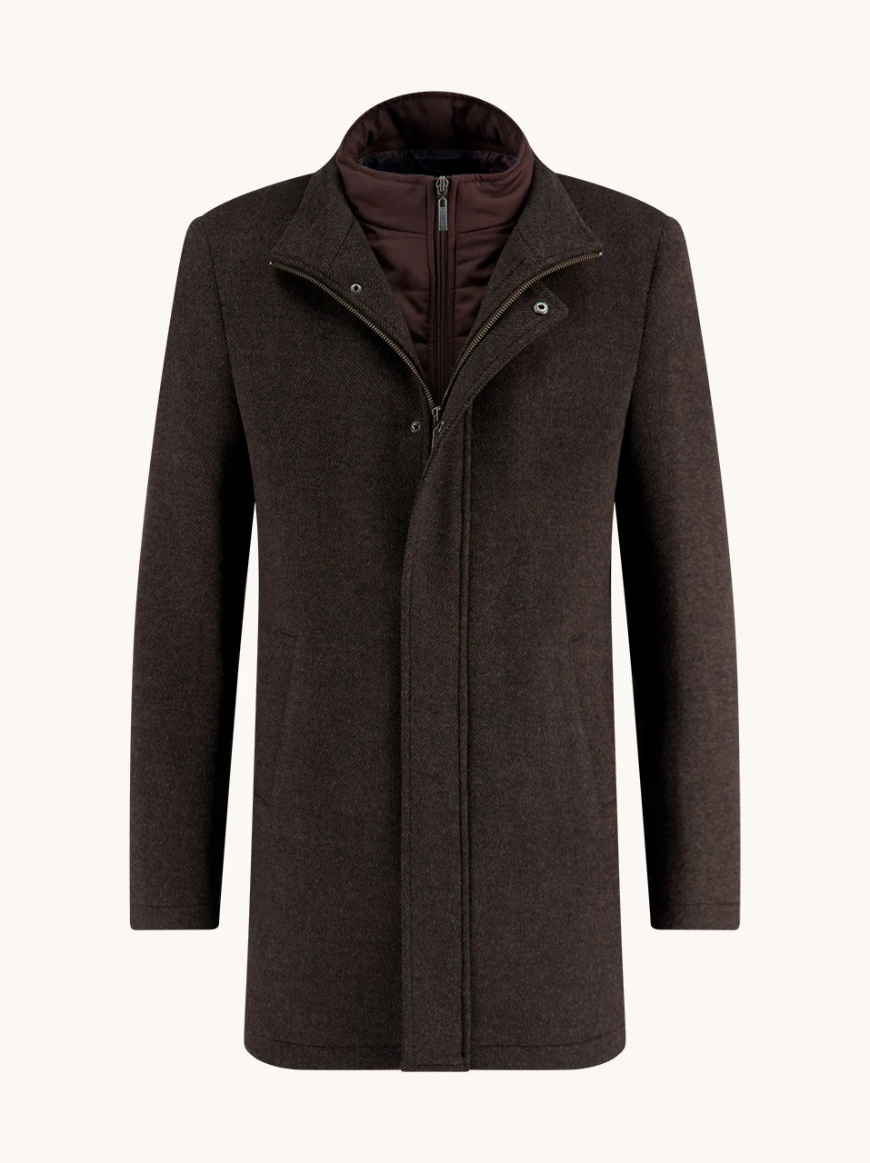 A Fish Named Fred Funnel Neck Coat - Chocolate Brown