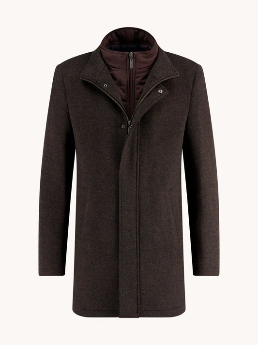 A Fish Named Fred Funnel Neck Coat - Chocolate Brown