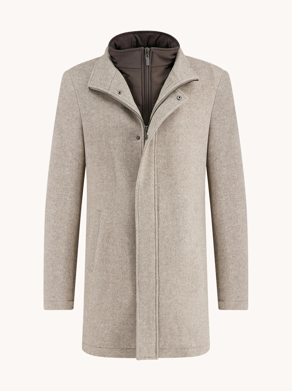 A Fish Named Fred Funnel Neck Coat - Sand