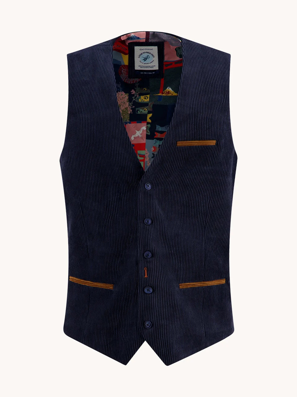 A Fish Named Fred Rib Waistcoat - Navy