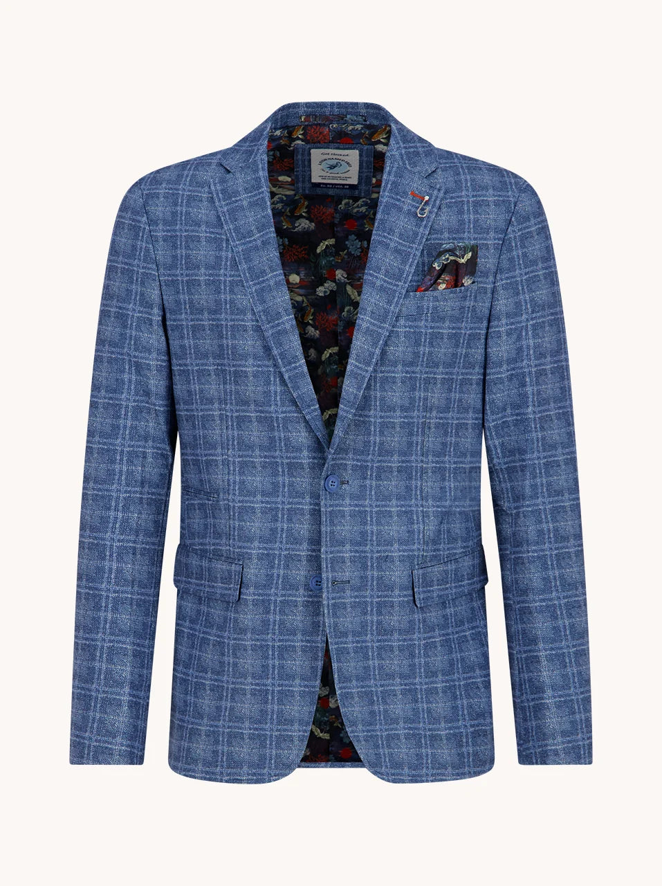 A Fish Named Fred Travel Check Blazer - Night Sky Blue