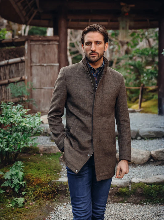 A Fish Named Fred Funnel Neck Coat - Chocolate Brown