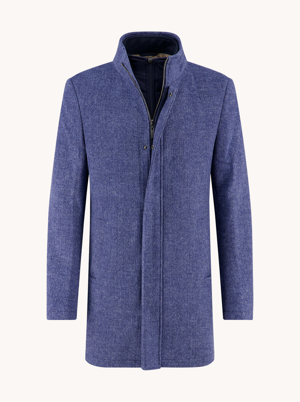 A Fish Named Fred Funnel Neck Coat - Jeans Blue