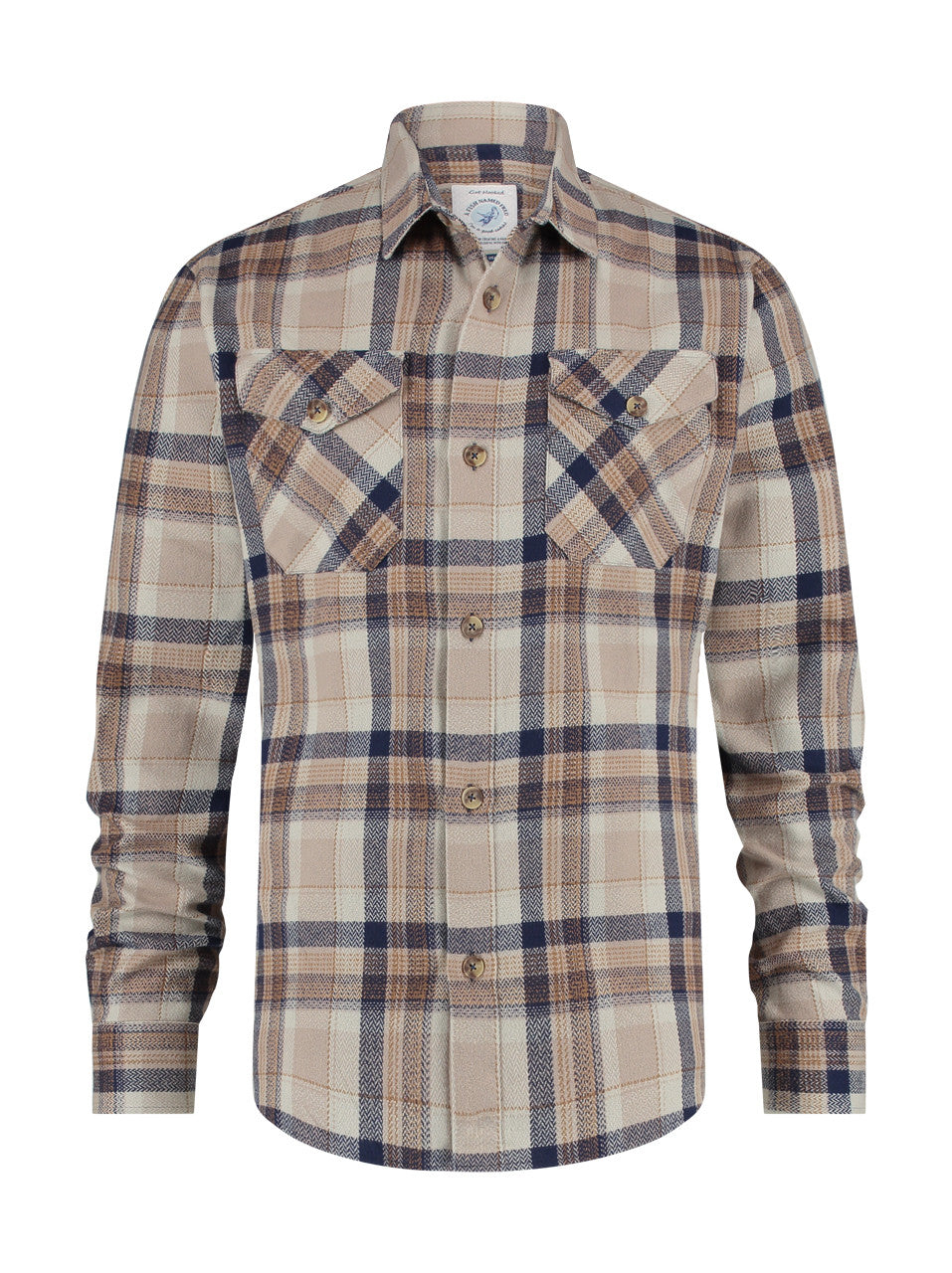A Fish Named Fred Overshirt Brushed Check Stage - Roasted Cashew Brown
