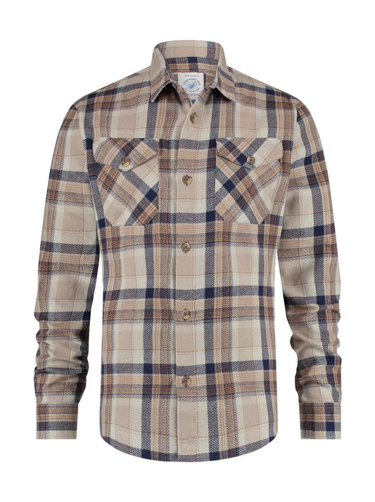 A Fish Named Fred Overshirt Brushed Check Stage - Roasted Cashew Brown