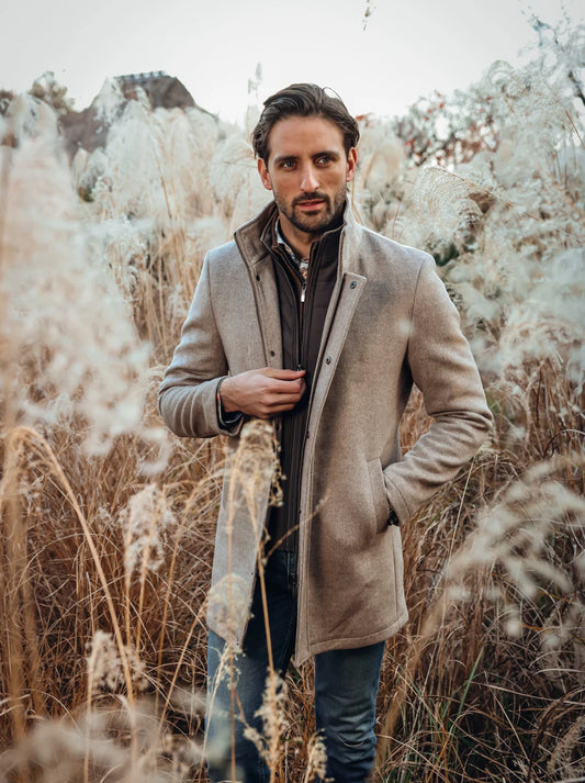 A Fish Named Fred Funnel Neck Coat - Sand