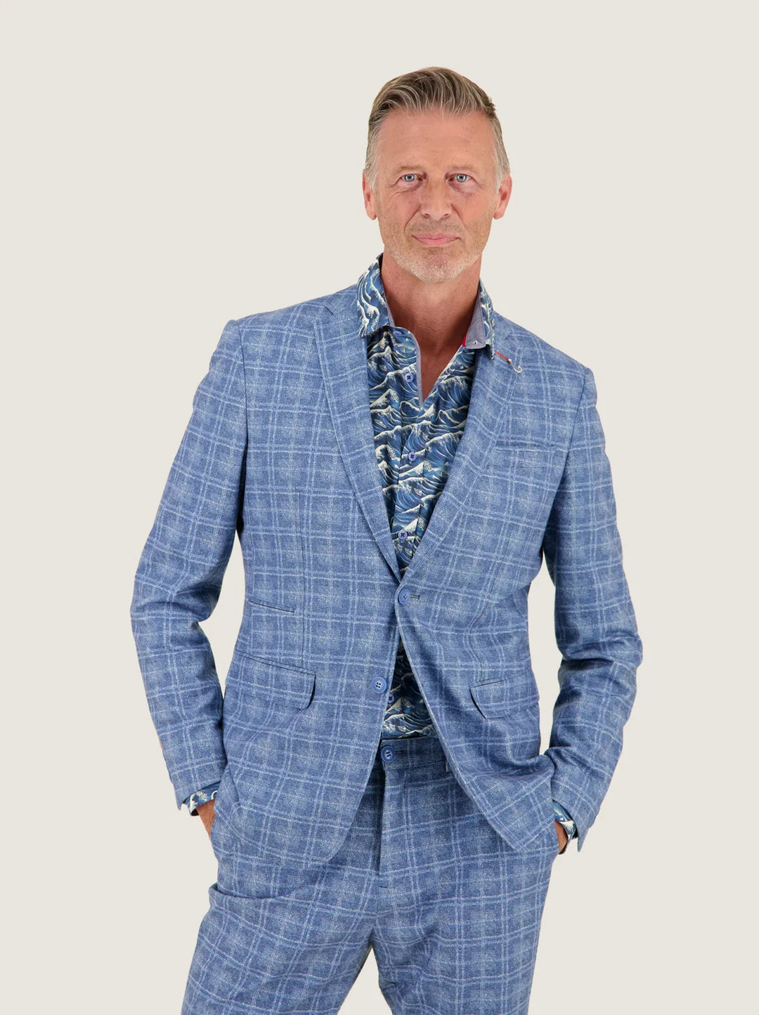 A Fish Named Fred Travel Check Blazer - Night Sky Blue