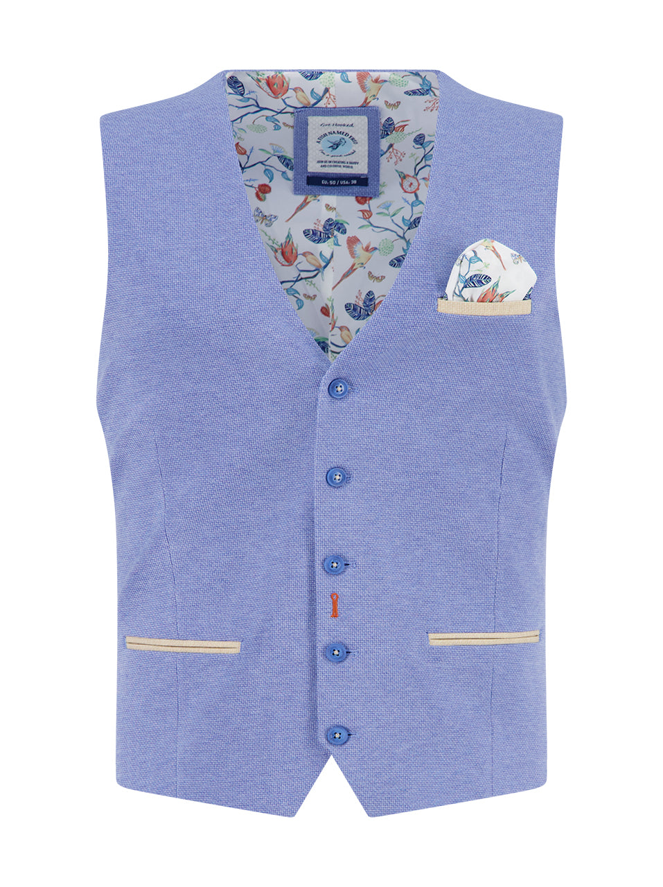 A Fish Named Fred Waistcoat Melange Pique - Light Blue