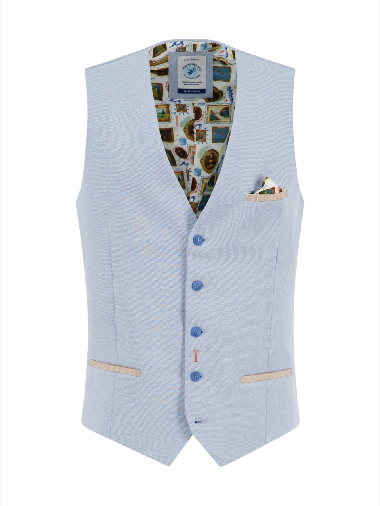 A Fish Named Fred Waistcoat Pique - Light Blue