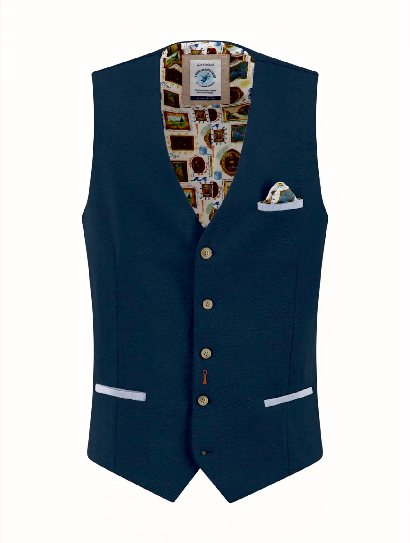A Fish Named Fred Waistcoat Pique - Navy