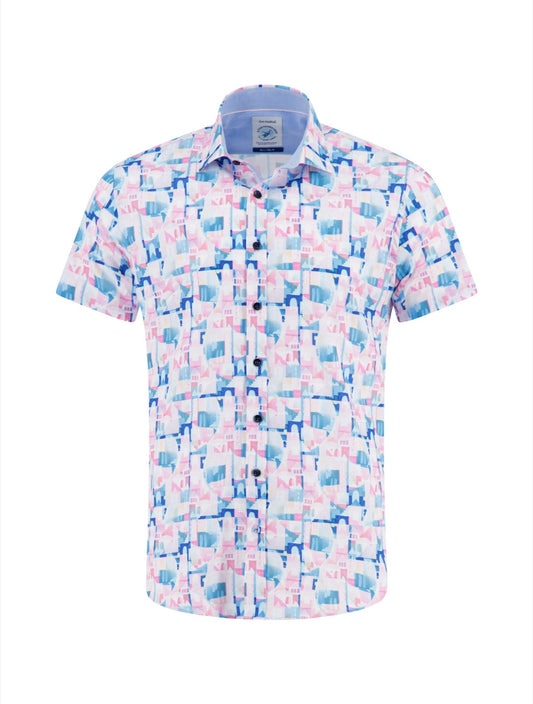 A Fish Named Fred Shirt SS Abstract City - City Rose Pink