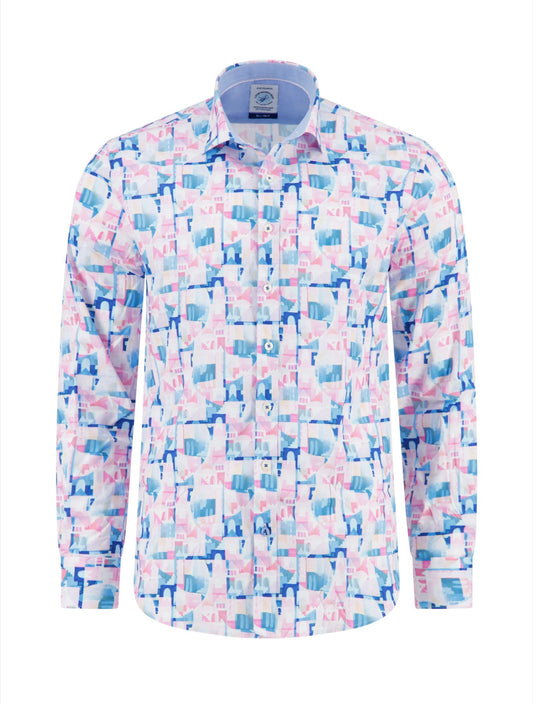 A Fish Named Fred Shirt LS Abstract City - Rose Pink