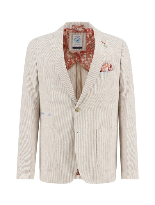 A Fish Named Fred Blazer Linen Stripe - Sand