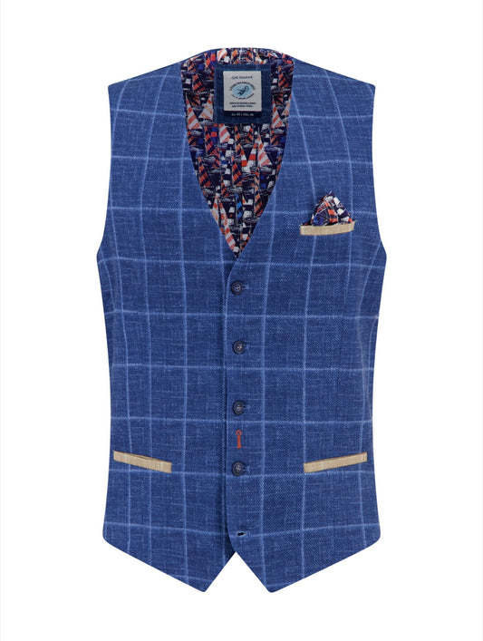 A Fish Named Fred Waistcoat Travel Check - Navy