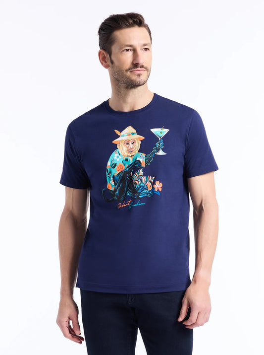 Robert Graham T-Shirt Monkey Vacation - Navy