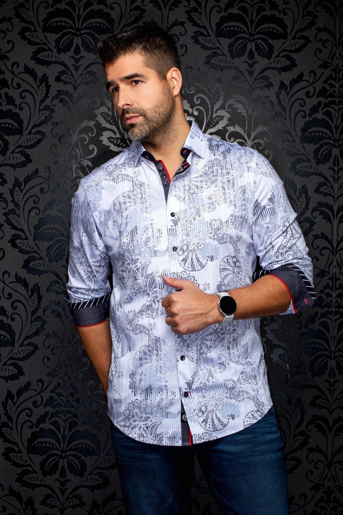 Au Noir Shirt Kalimantan - White Grey