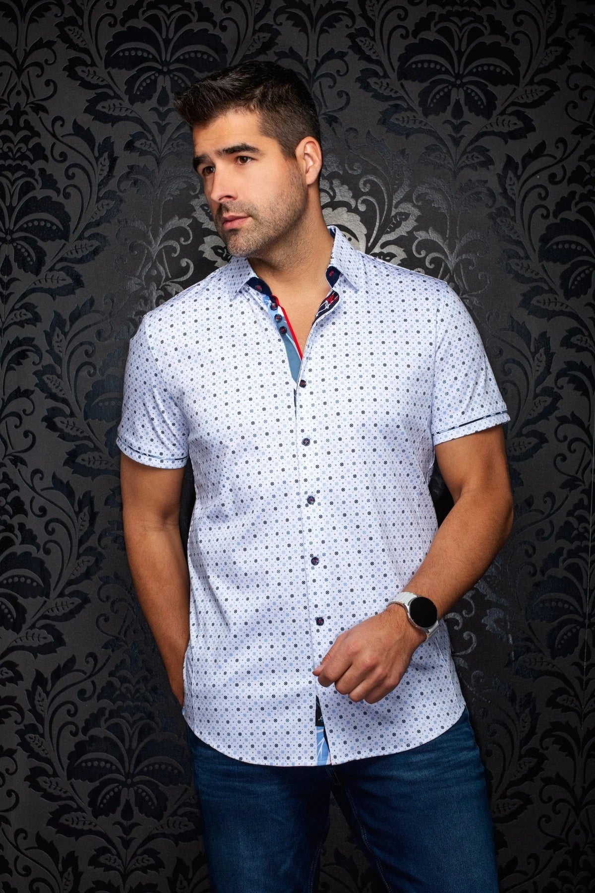 Au Noir SS Shirt Patmos - White Lt. Blue