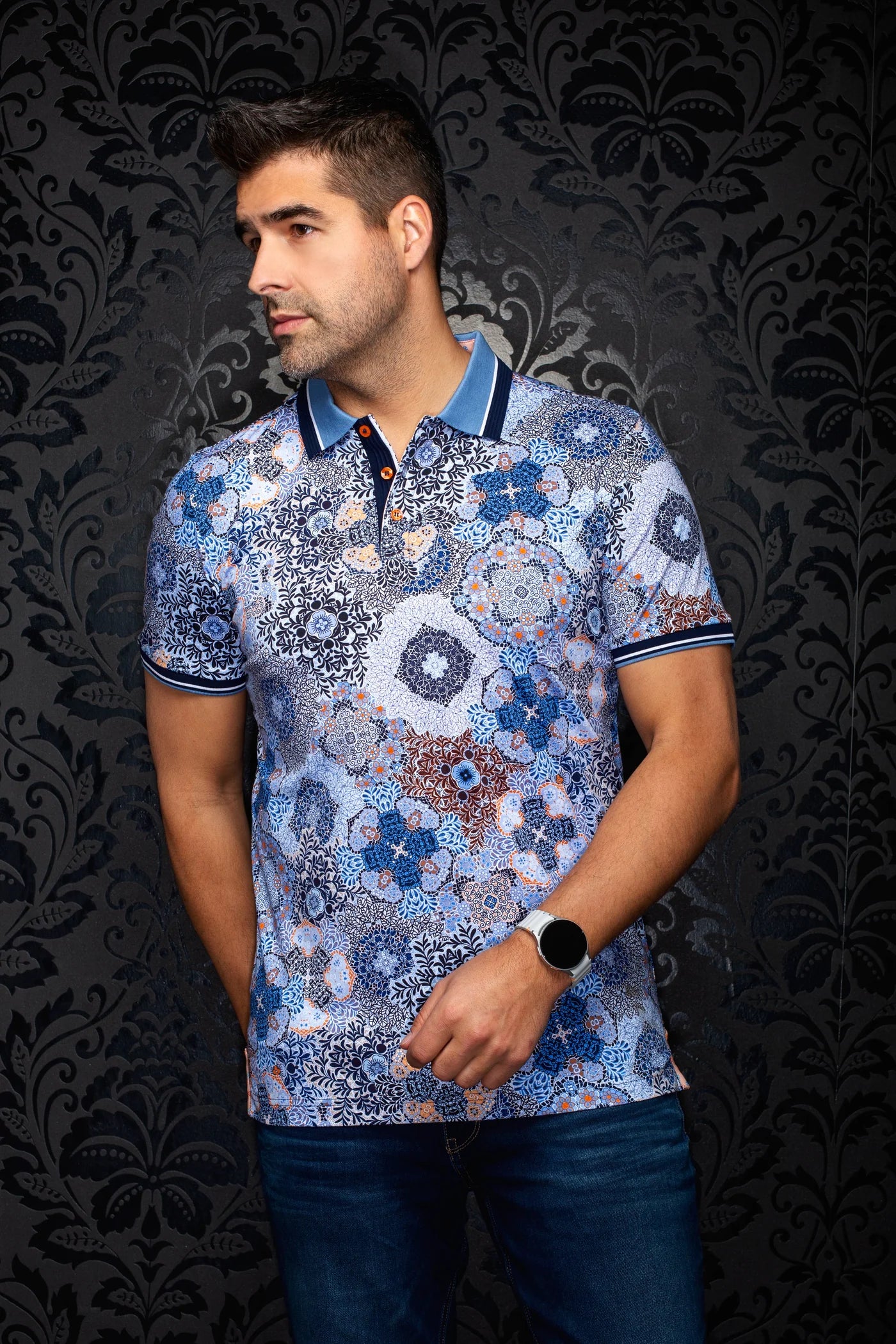 Au Noir SS Polo - Casablanca - Lt Blue