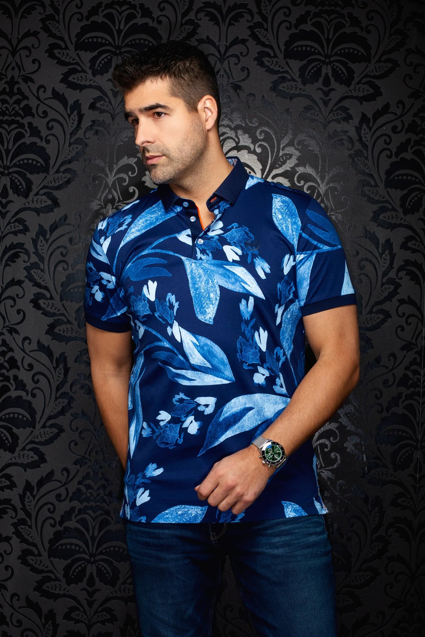 Au Noir Polo SS Glen - Navy