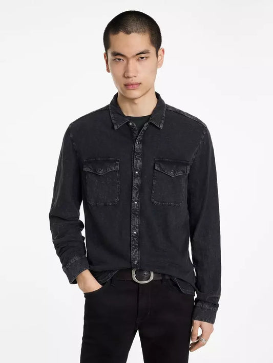 John Varvatos Arvon LS Knit Western Vintage Shirt - Mineral Black